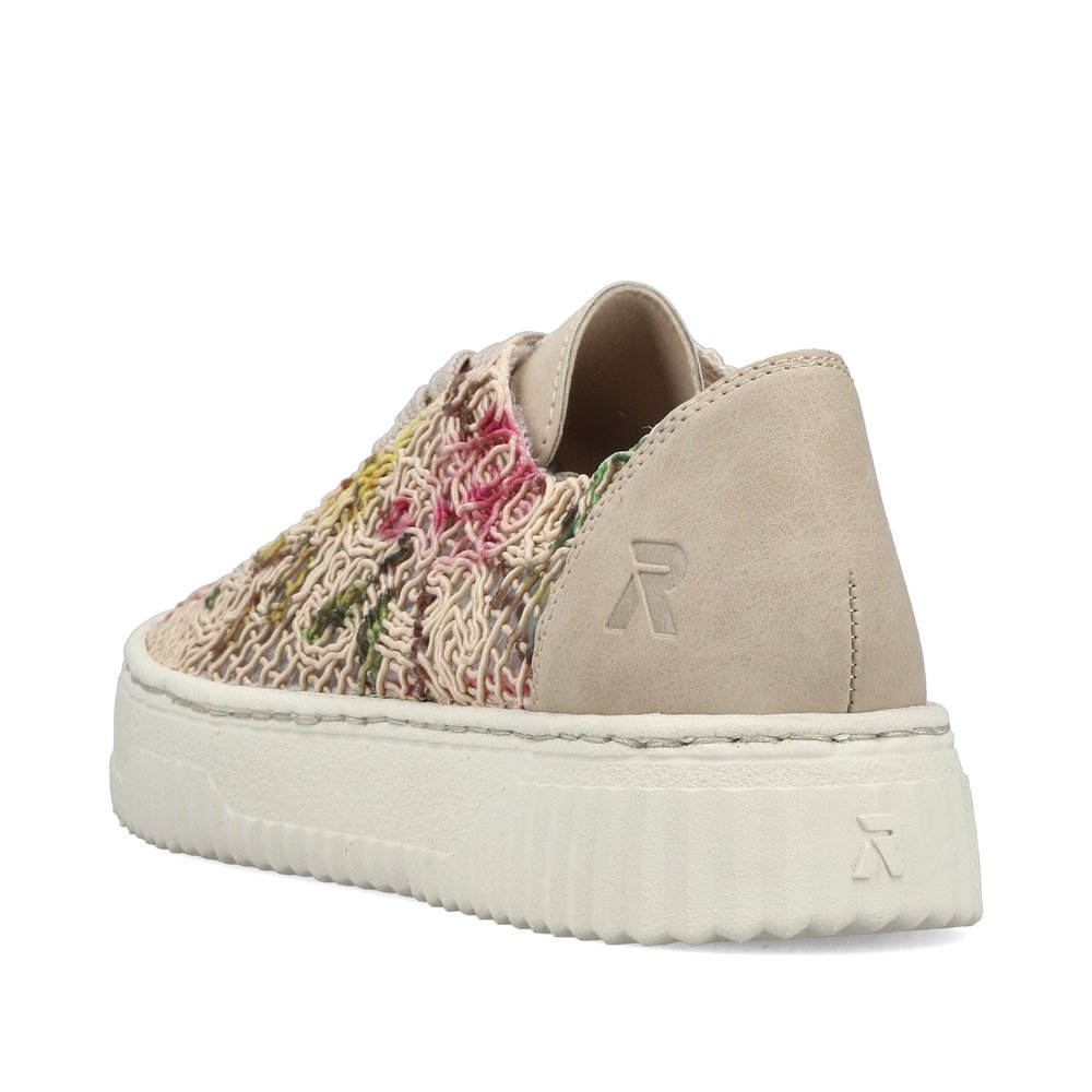 detail RIEKER N9919-91 dámske béžové módne tenisky so vzorom, priedušný materiál