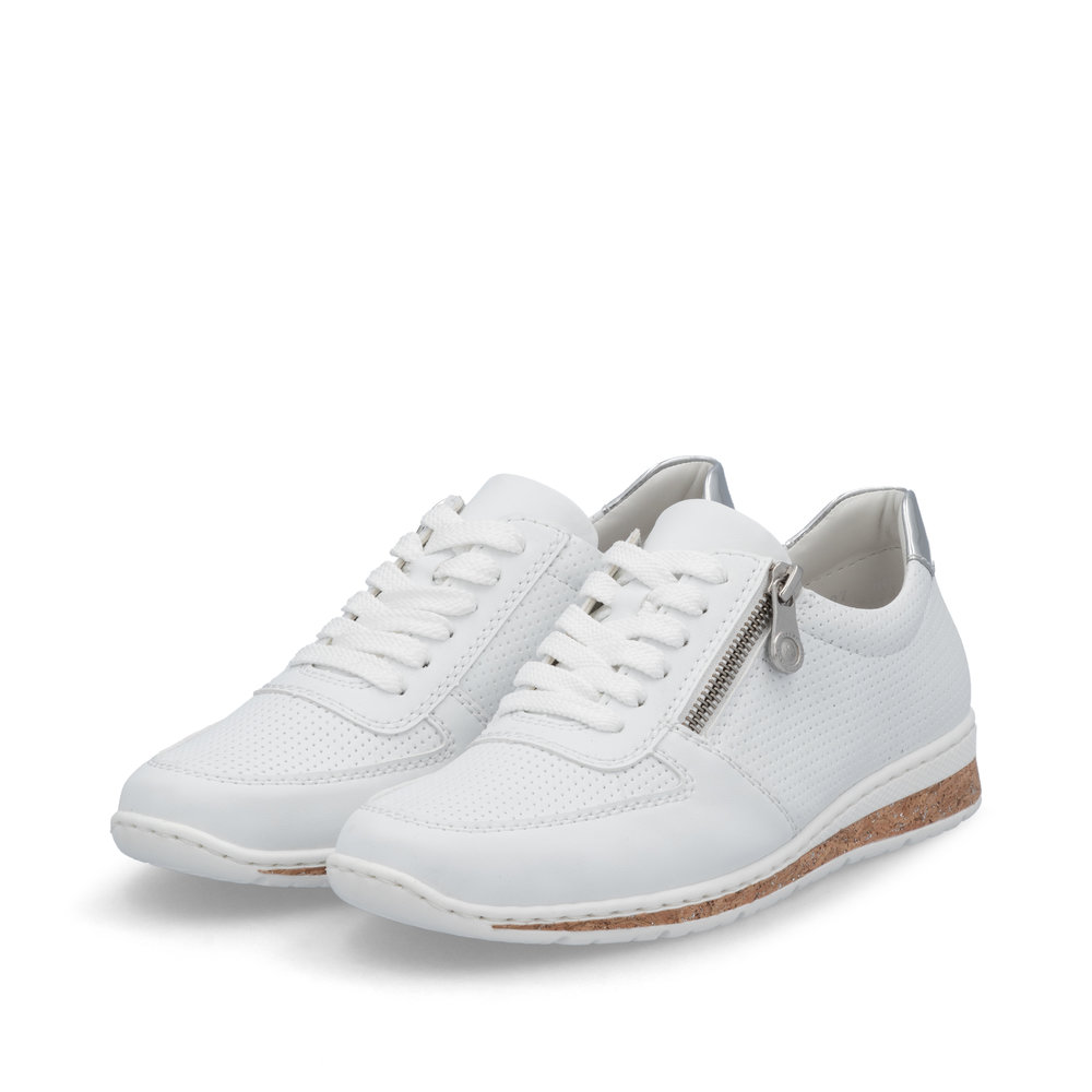 detail RIEKER N5127-80 biele dámske kožené moderné tenisky, Antistress podrážka