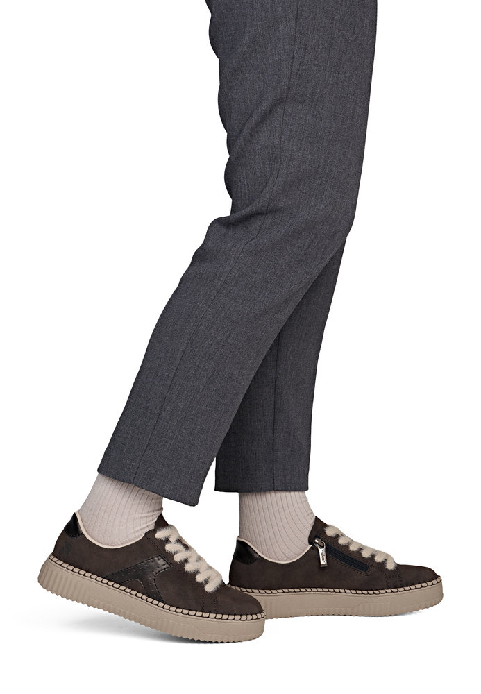 detail RIEKER N9920-25 hnedé dámske kožené tenisky, pohodlná Anti-Stress podrážka
