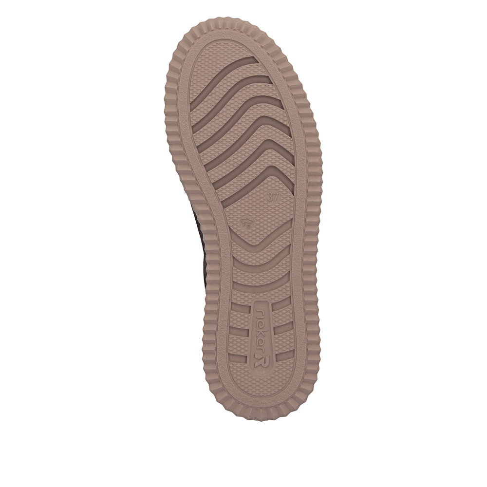 detail RIEKER N9920-25 hnedé dámske kožené tenisky, pohodlná Anti-Stress podrážka