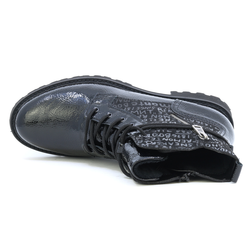 detail RIEKER Remonte D8659-03 černá dámská zimní kotníková obuv