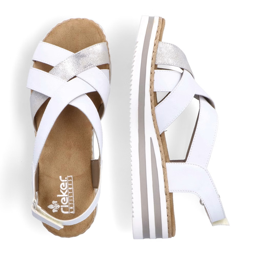 detail RIEKER V0279-80 bílé dámské sandály
