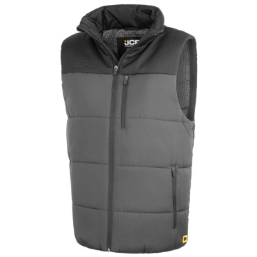 JCB Gilet sivá pánska zateplená vesta, Ripstop úprava pre vyššiu odolnosť