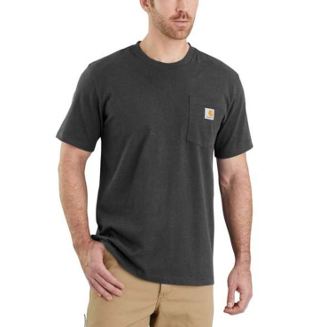 CARHARTT Pocket sivé pánske bavlnené tričko, voľný moderný strih, ikonická značk