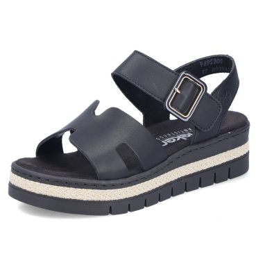 RIEKER V4952-00 čierne dámske sandále, moderný vzhľad, antistress podrážka
