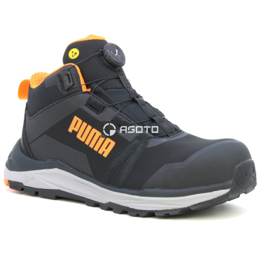 PUMA Kanyon Disc Mid S3 čierna pánska odľahčená pracovná obuv, mäkký došľap