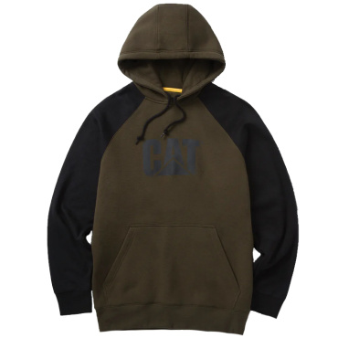 Caterpillar pánska bavlnená pohodlná mikina Colorblock olivová Two Tone
