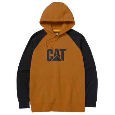 Caterpillar Colorblock Two Tone hnedá pánska bavlnená mikina, pohodlná na každod