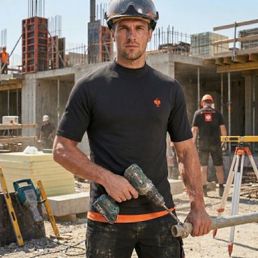 ENGELBERT STRAUSS čierne pánske priedušné funkčné tričko s UV ochranou 50+