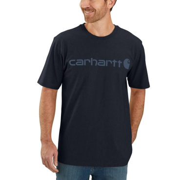 CARHARTT Core modré pánske bavlnené tričko, voľný moderný strih, ikonická značka