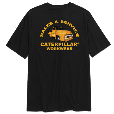 CATERPILLAR Graphic Car čierne pánske tričko, pohodlné, moderné, krásna potlač C