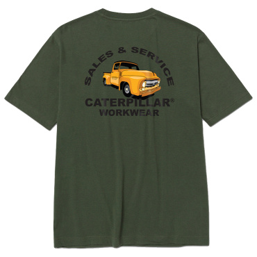 CATERPILLAR Graphic Car zelené pánske tričko, pohodlné, moderné, krásna potlač C