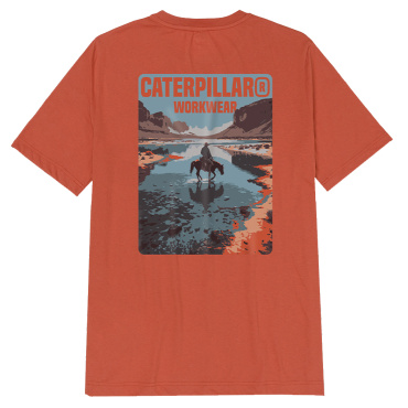CATERPILLAR Cowboy červené pánske tričko, pohodlné, moderné, krásna potlač CAT