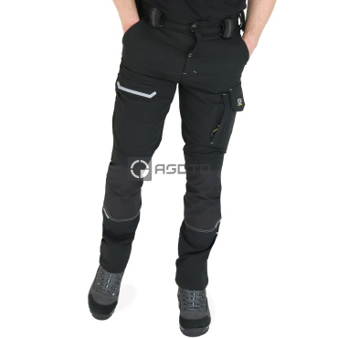 SIR Palladium Cargo čierne pánske profesionálne pružné pracovné nohavice, extra