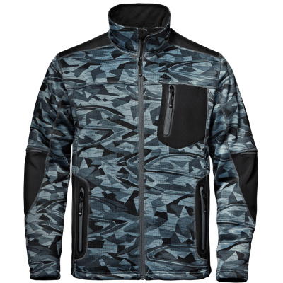 SIR Fighter camo šedá pánská premium softshell pletená bunda