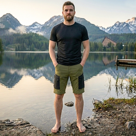 detail Asoto Vild Zip-Off pánske olivové profesionálne outdoorové nohavice DWR, odopína