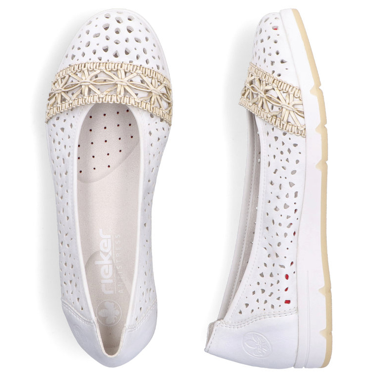 detail RIEKER L3062-80 dámské bílé baleríny