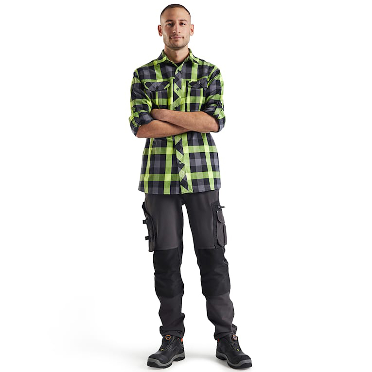 detail BLAKLADER Sweden Flannel zelená pánská flanel košile