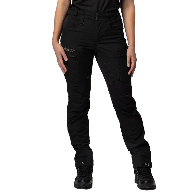 detail Beyond Nordic Sweden dámske čierne outdoorové nohavice stretch pohodlné vodoodpu