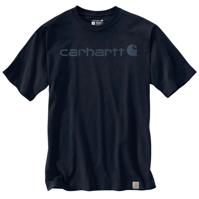 detail CARHARTT Core modré pánske bavlnené tričko, voľný moderný strih, ikonická značka