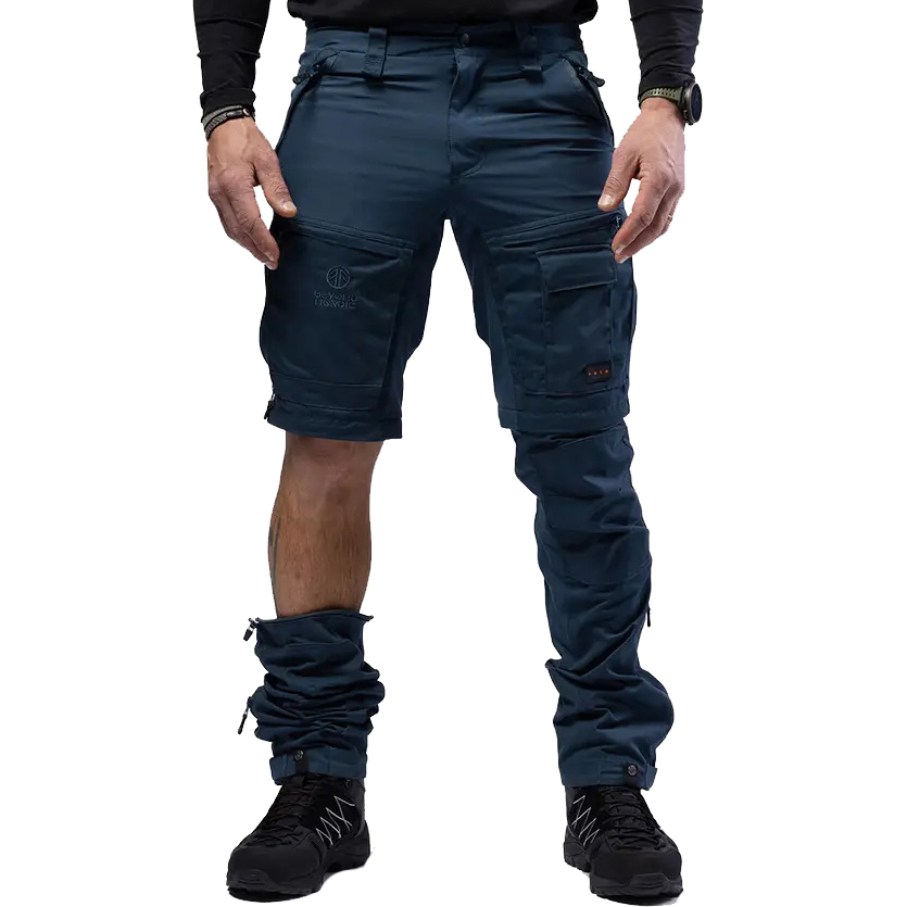 detail Beyond Nordic Sweden modré pánske outdoorové nohavice 2v1 so zipsovacím odopínan