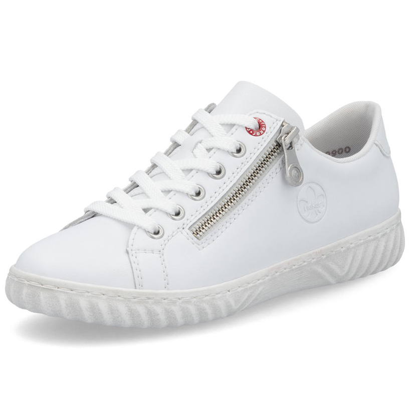 detail RIEKER N0900-81 biele dámske kožené tenisky s technológiou Antistress
