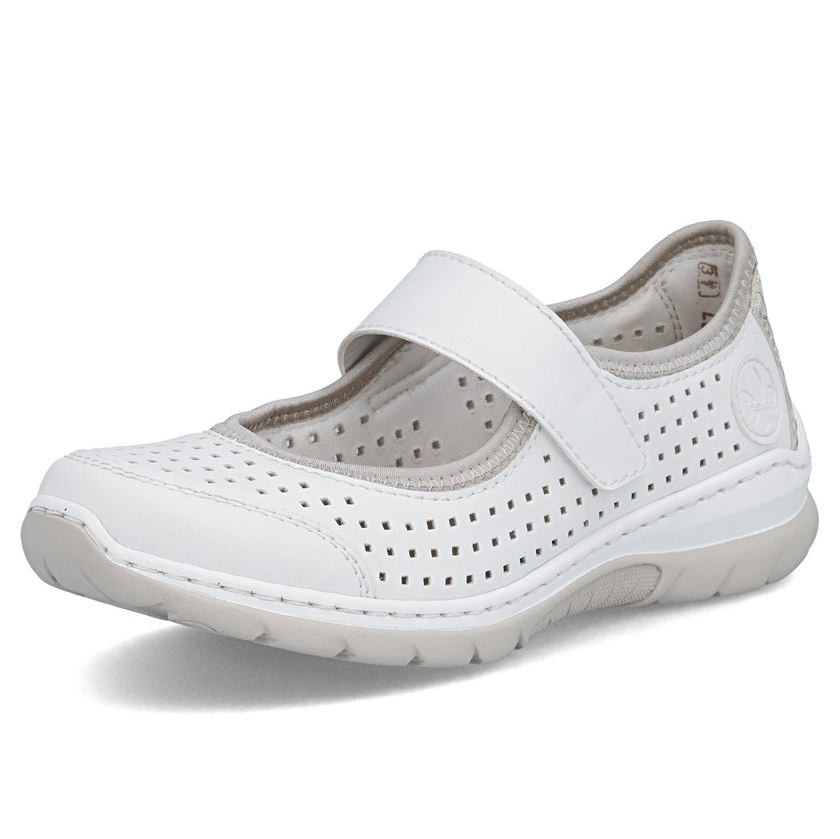 detail RIEKER L32B5-82 biele dámske letné poltopánky, priedušné, Antistress podrážka