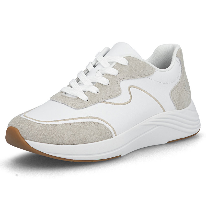 detail RIEKER N8503-81 biele dámske moderné kožené tenisky, Antistress podrážka