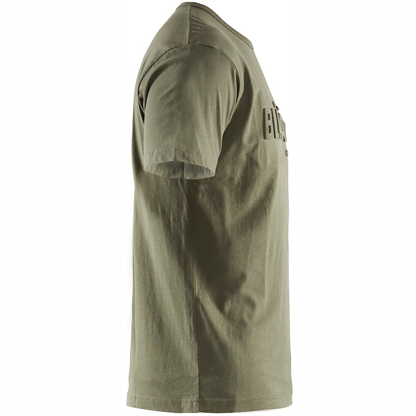 detail BLAKLADER Sweden 3D Logo zelené pánské profi triko 100% Ba