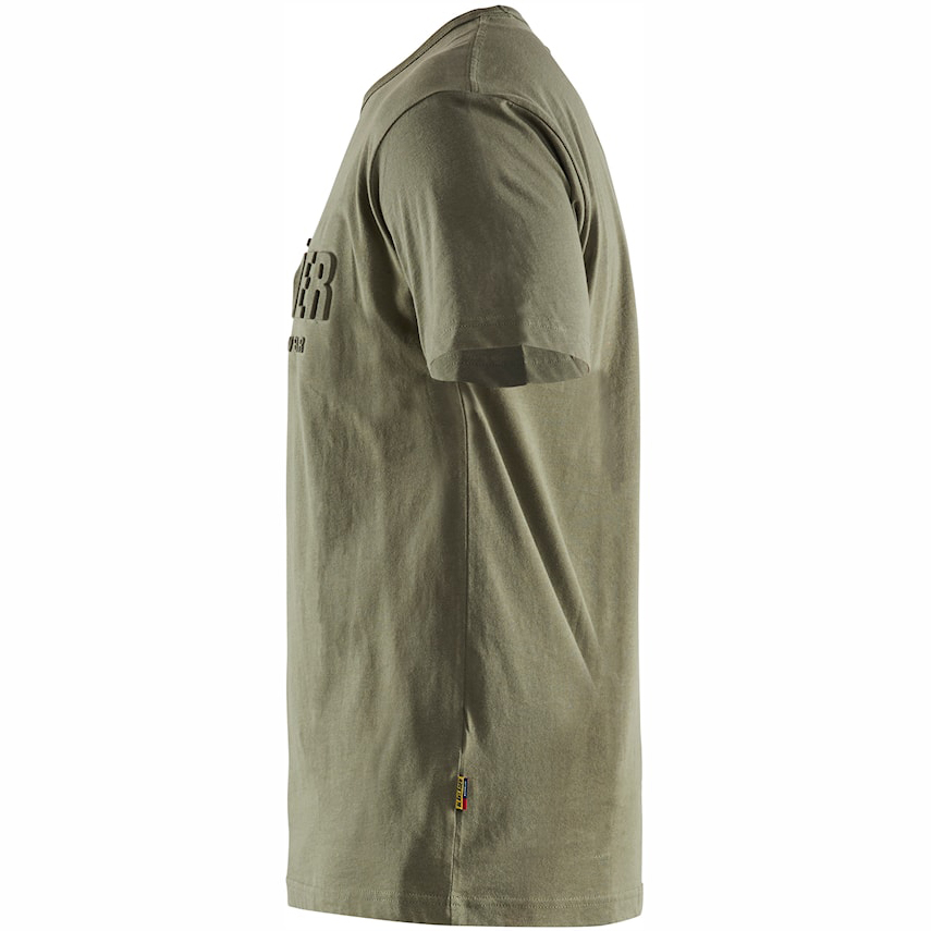 detail BLAKLADER Sweden 3D Logo zelené pánské profi triko 100% Ba