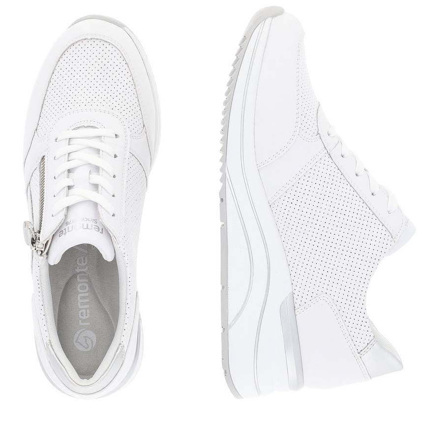 detail RIEKER Remonte D0T06-80 bílé dámské kožené tenisky