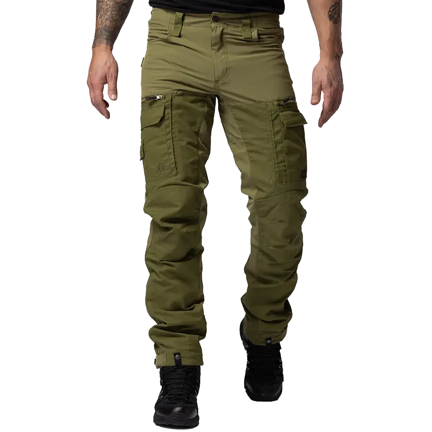 detail Beyond Nordic Sweden pánske zelené outdoorové nohavice stretch pohodlné vodoodpu