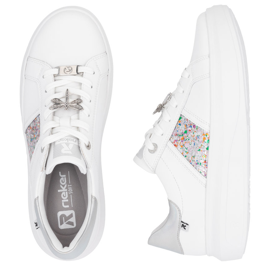 detail RIEKER W1202-83 dámské bílé kožené tenisky