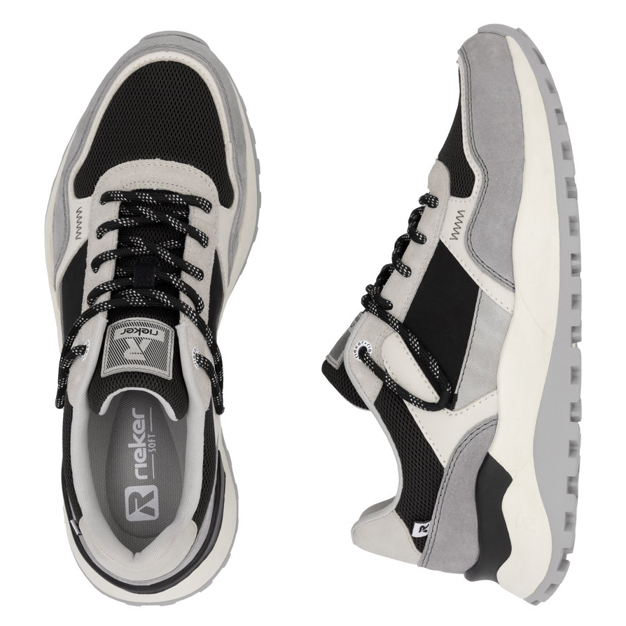 detail RIEKER U1300-00 šedé pánské kožené tenisky