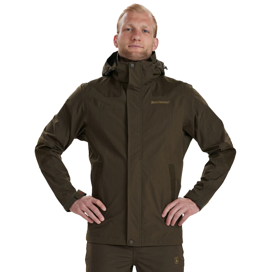 detail Deerhunter Denmark Track Rain olivová pánska outdoor nepremokavá bunda Deer Tex