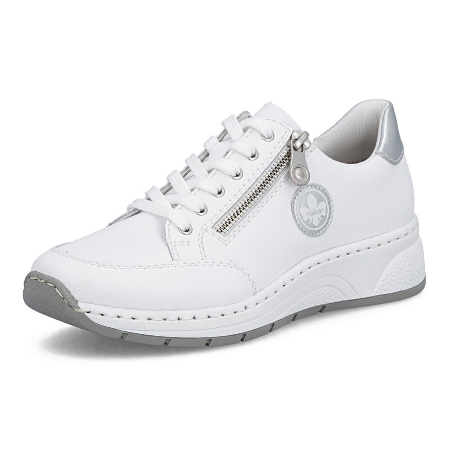 detail RIEKER N6508-80 biele dámske kožené tenisky s technológiou Antistress