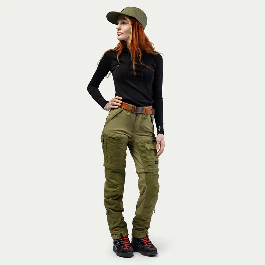 detail Beyond Nordic Zip-Off zelené dámské outdoor kalhoty 2v1 Teflon EcoElite®