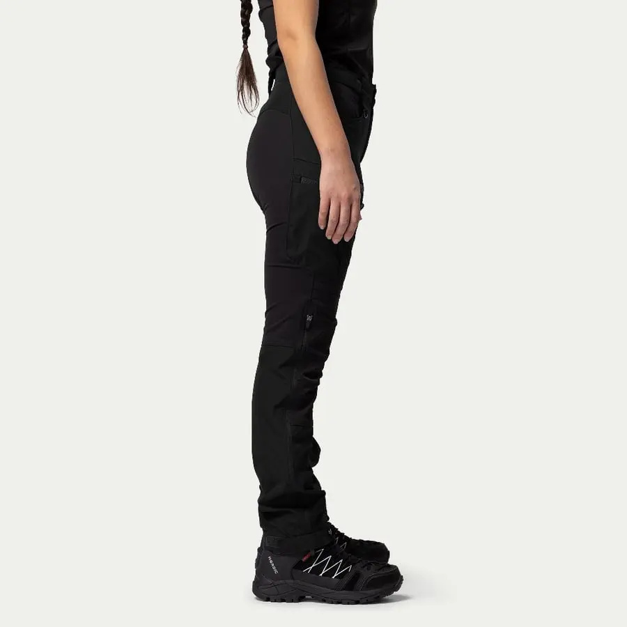 detail Beyond Nordic Sweden dámske čierne outdoorové nohavice stretch pohodlné vodoodpu