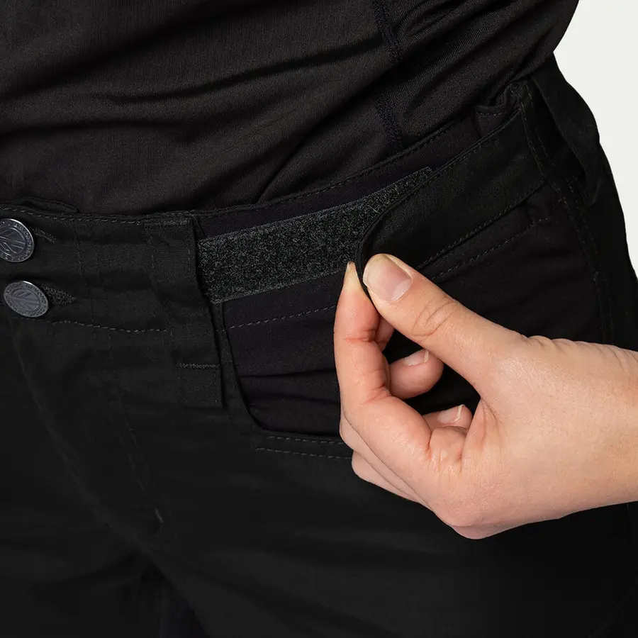 detail Beyond Nordic Sweden dámske čierne outdoorové nohavice stretch pohodlné vodoodpu