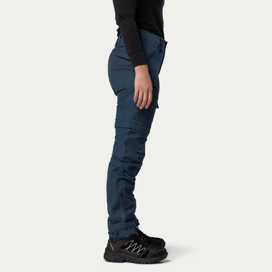 detail Beyond Nordic Sweden Zip-Off modré dámske outdoorové nohavice 2v1 Teflon EcoElit