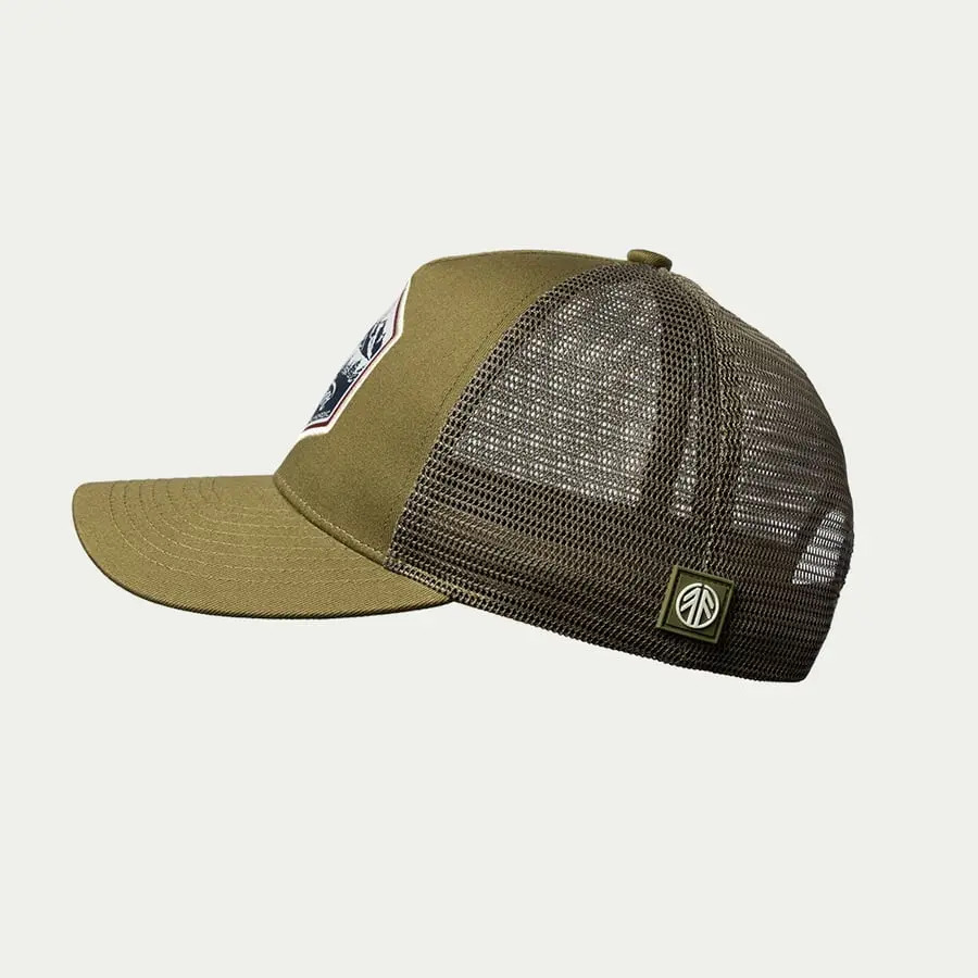 detail Beyond Nordic BN215 olivová pánska baseballová Trucker čiapka, priedušná