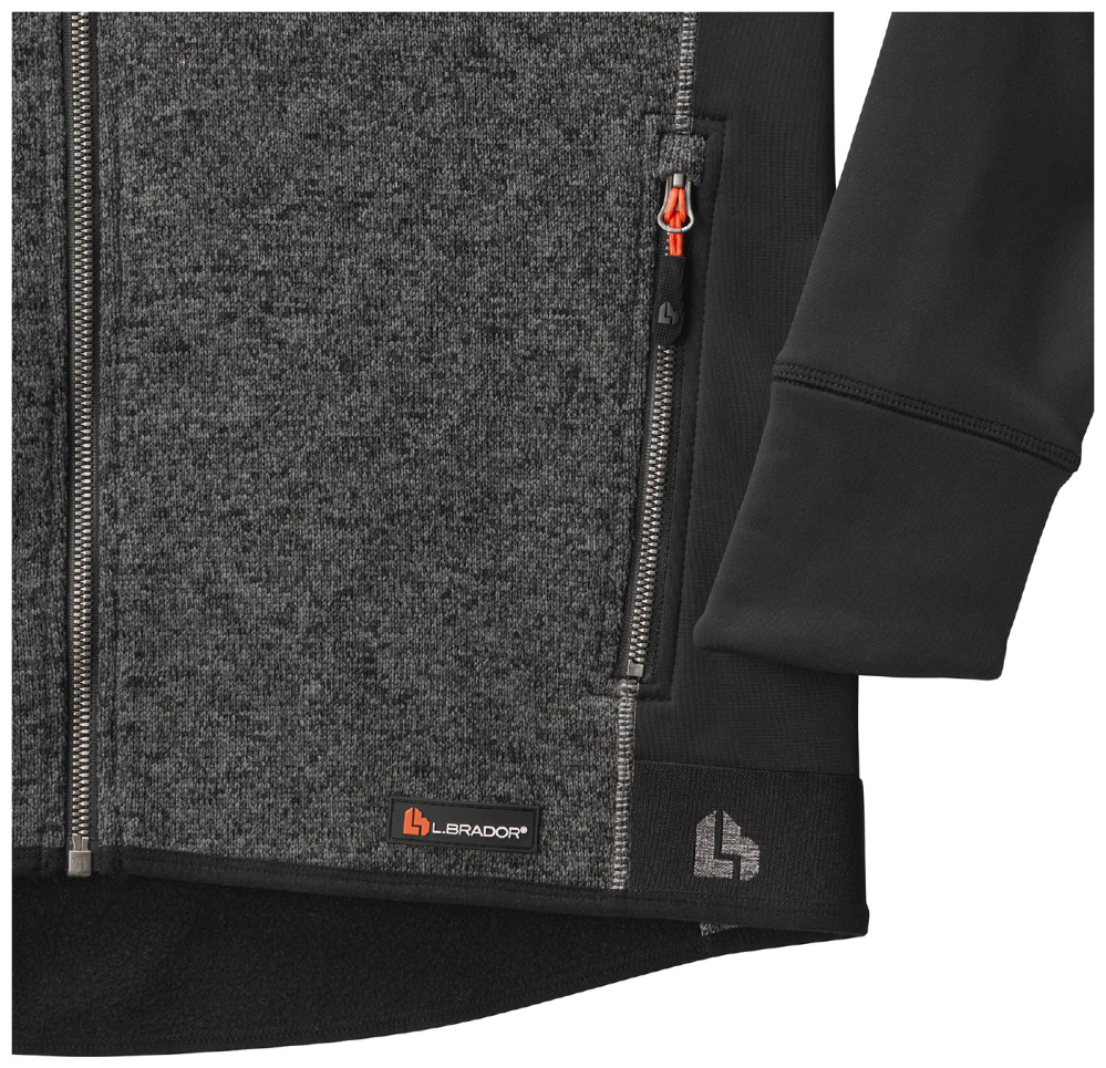 detail LBRADOR Sweden Aereo pánska čierna mikina/bunda so 4-smrným stretch materiálom