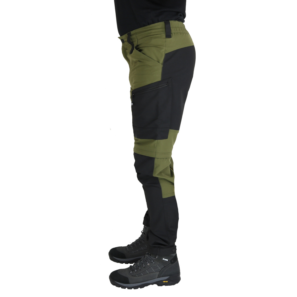 detail Asoto Vild Zip-Off pánske olivové profesionálne outdoorové nohavice DWR, odopína