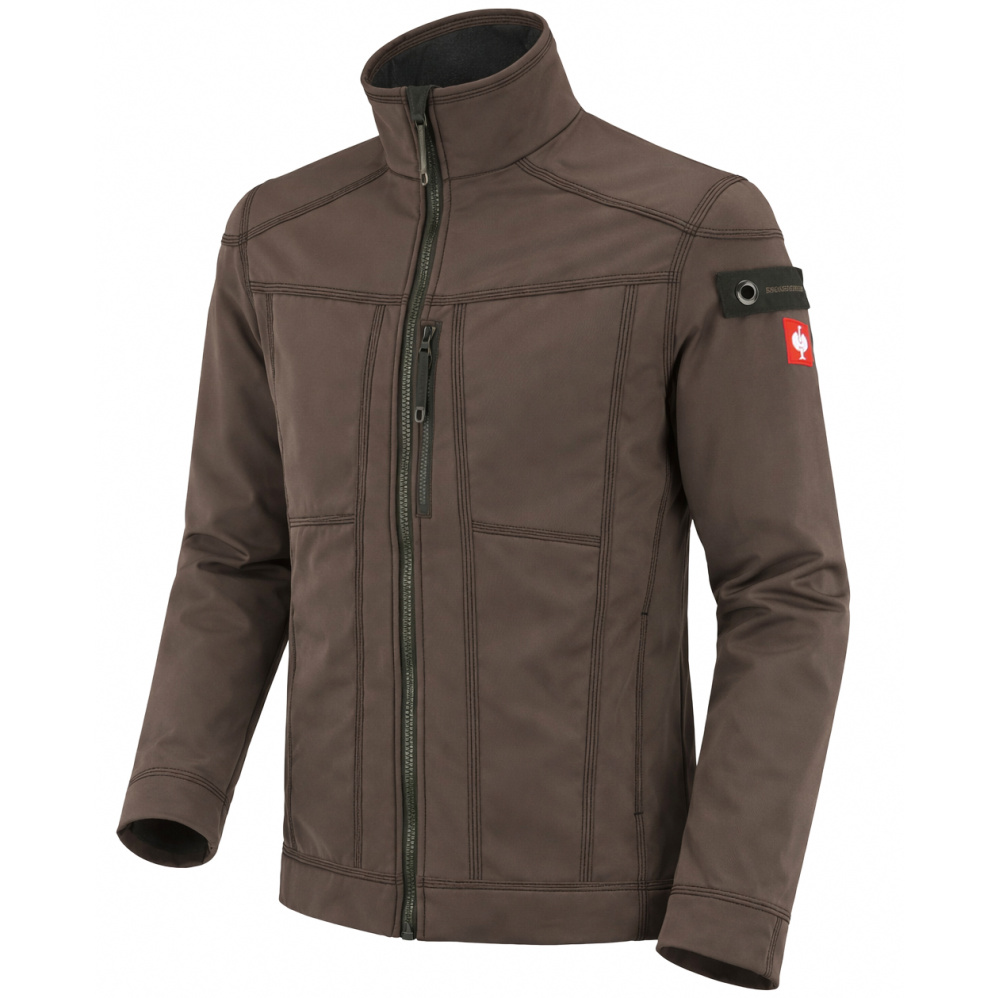 detail Engelbert Strauss E.S. hnedá pánska softshell bunda celoročná s membránou