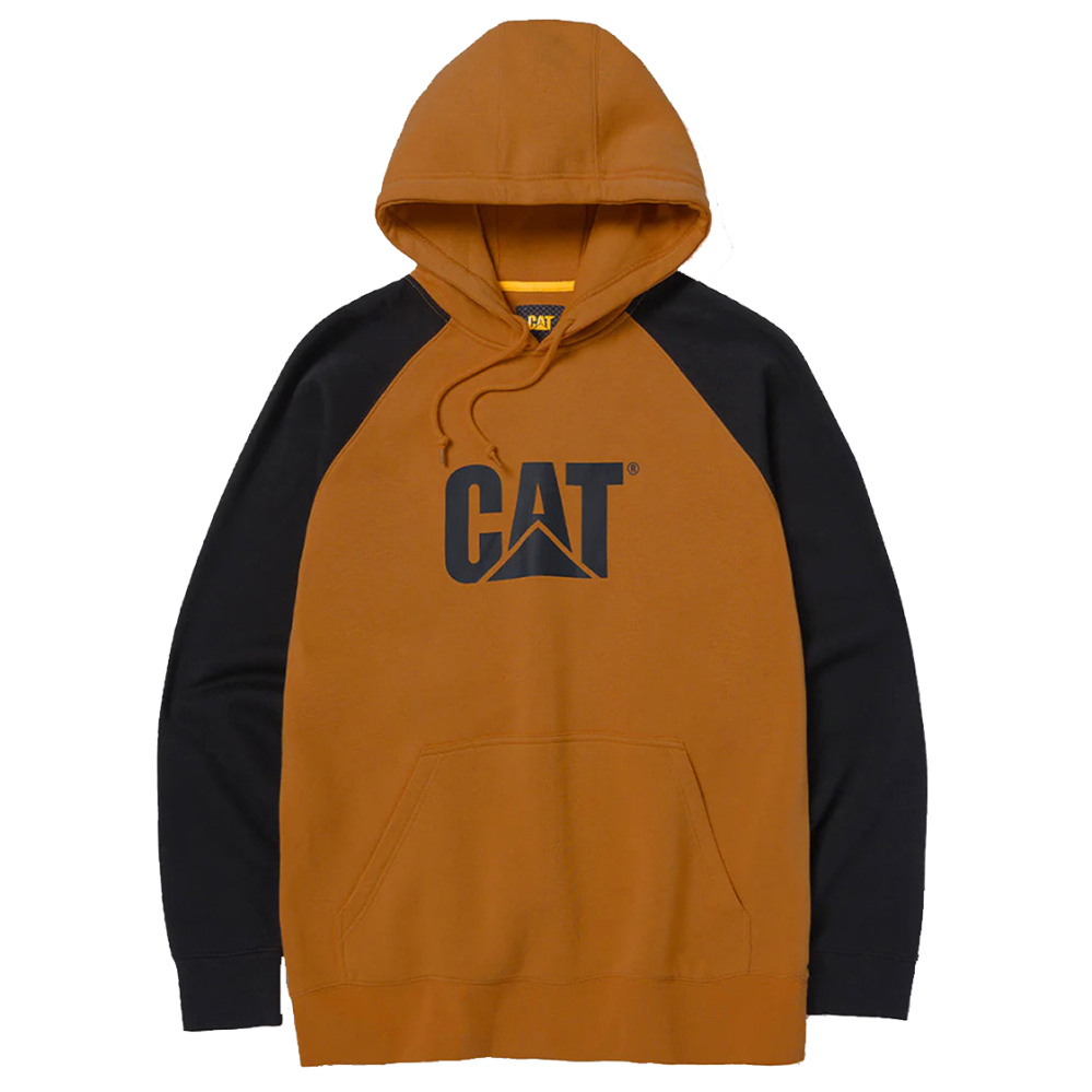 detail Caterpillar Colorblock Two Tone hnedá pánska bavlnená mikina, pohodlná na každod