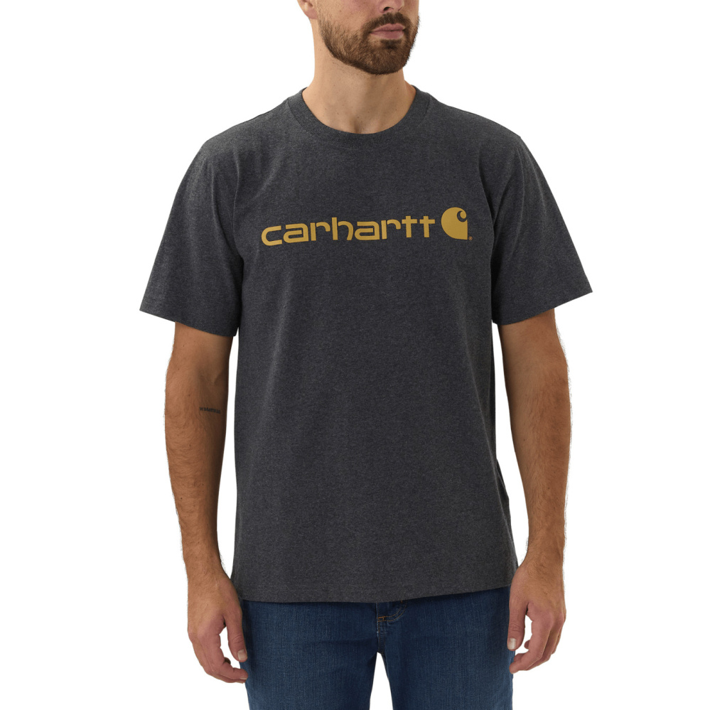detail CARHARTT Core sivé pánske bavlnené tričko, voľný moderný strih, ikonická značka