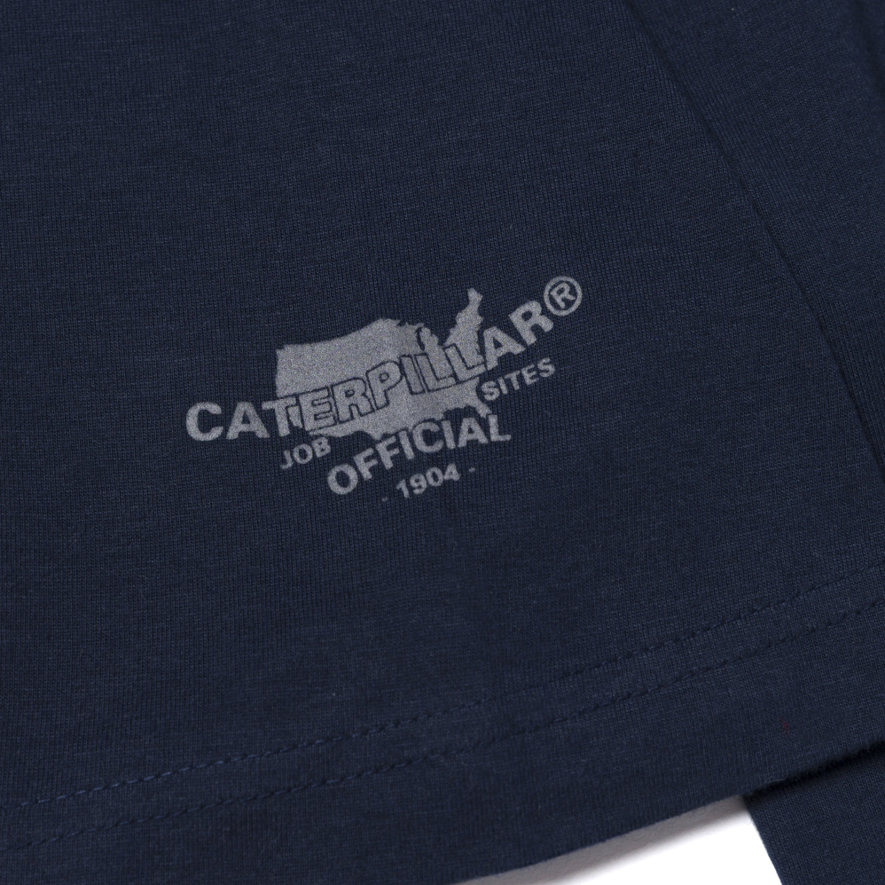 detail CATERPILLAR Graphic Tee sivé pánske tričko, pohodlné, moderné, krásna potlač CAT