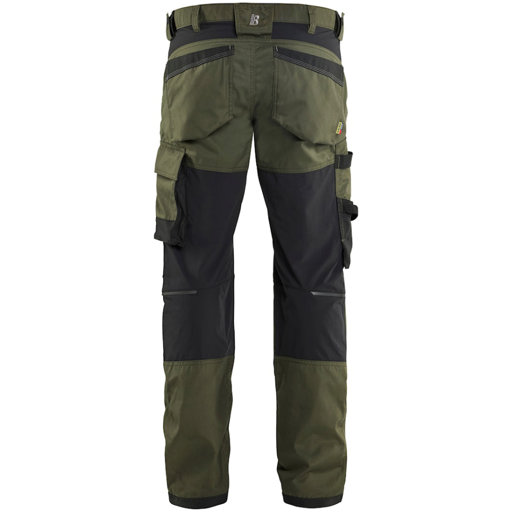 detail BLAKLADER Sweden Craftsman Stretch olivové pánské pracovní kalhoty