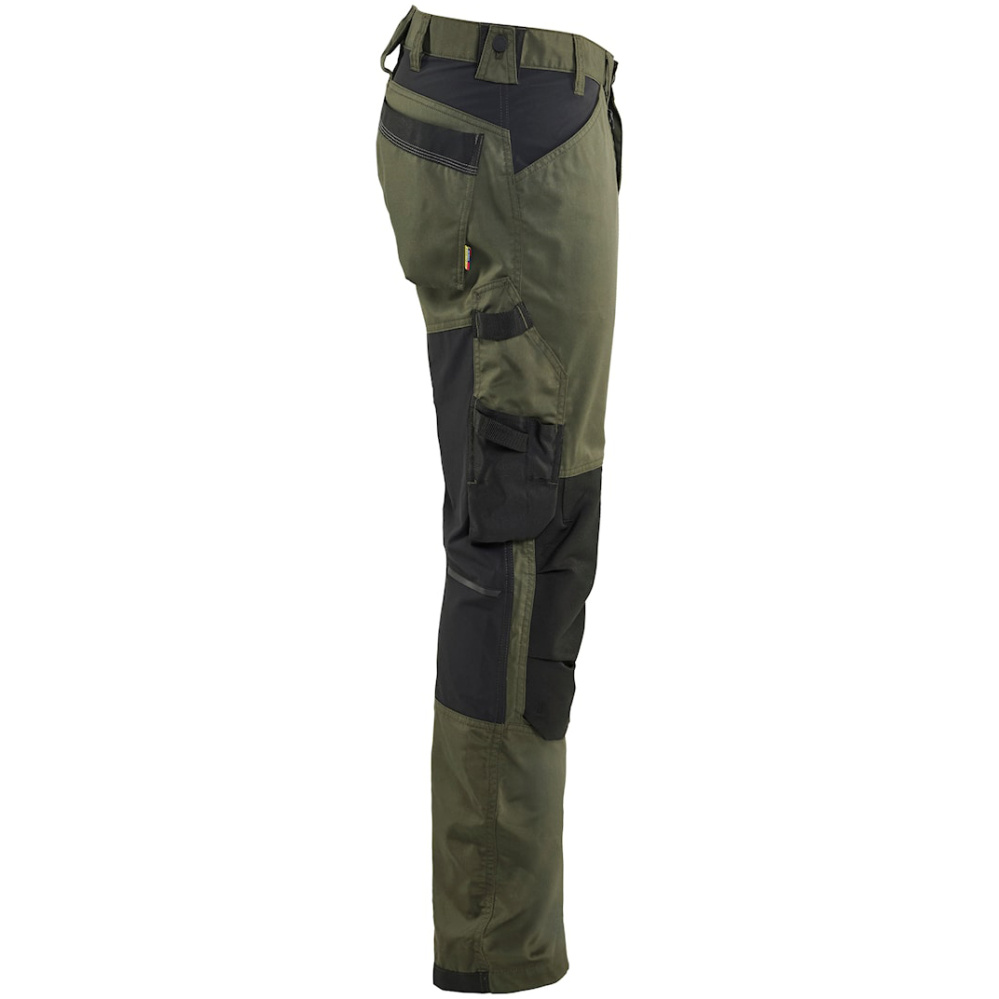 detail BLAKLADER Sweden Craftsman Stretch olivové pánské pracovní kalhoty