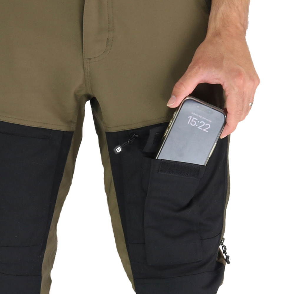 detail Asoto Fjallvik pánske outdoor nohavice pohodlné hnedé DWR vodoodpudivé Stretch